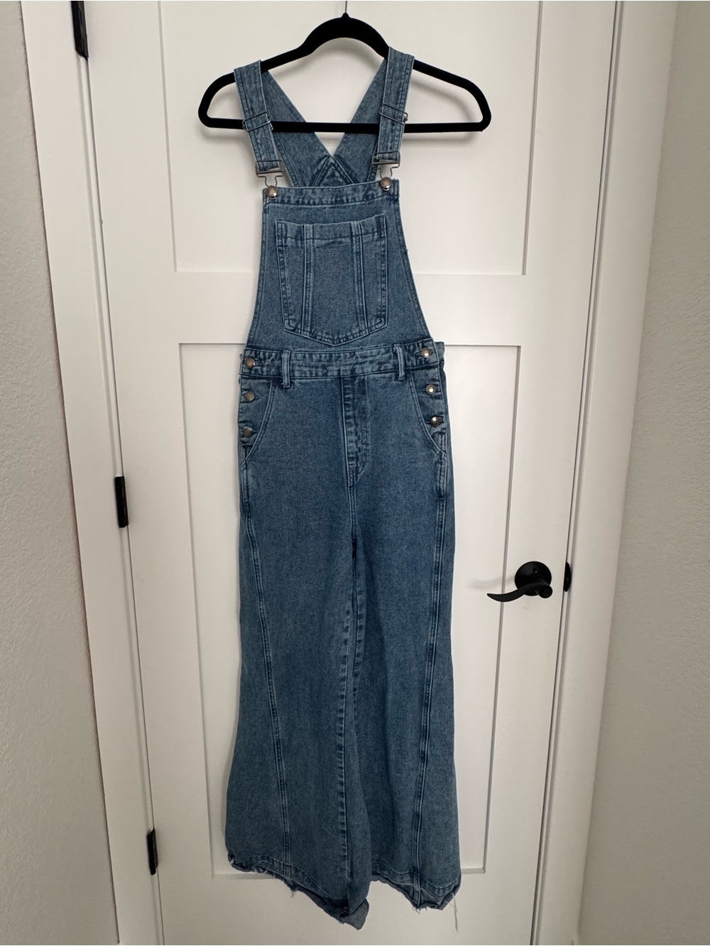 Blue Denim Wide Leg Overalls